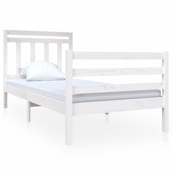 vidaXL Cadre de lit sans matelas blanc bois massif