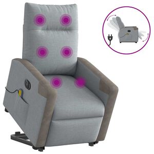 vidaXL Fauteuil inclinable de massage &eacute;lectrique Gris clair Tissu