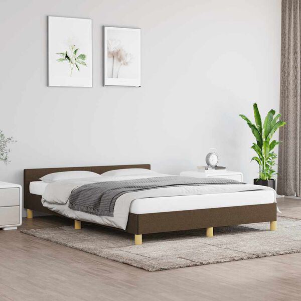 vidaXL Cadre de lit sans matelas marron fonc&eacute; 140x200 cm tissu