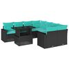 vidaXL Salon de jardin avec coussins 9 pcs noir r&eacute;sine tress&eacute;e acacia