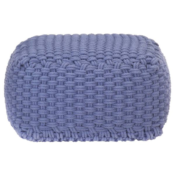 vidaXL Pouf tricot&eacute; &agrave; la main Bleu 50x50x30 cm Coton
