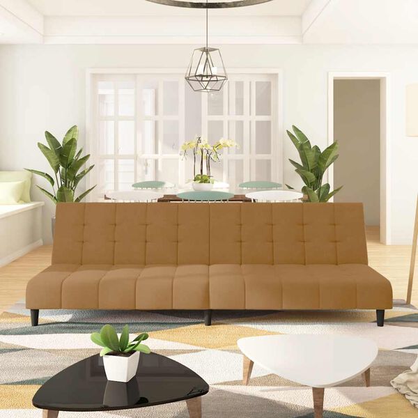 vidaXL Canap&eacute;-lit &agrave; 2 places marron velours