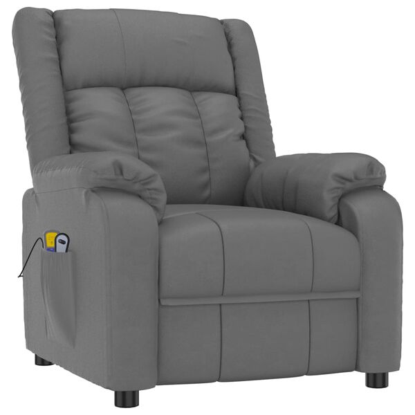 vidaXL Fauteuil de massage Gris Similicuir