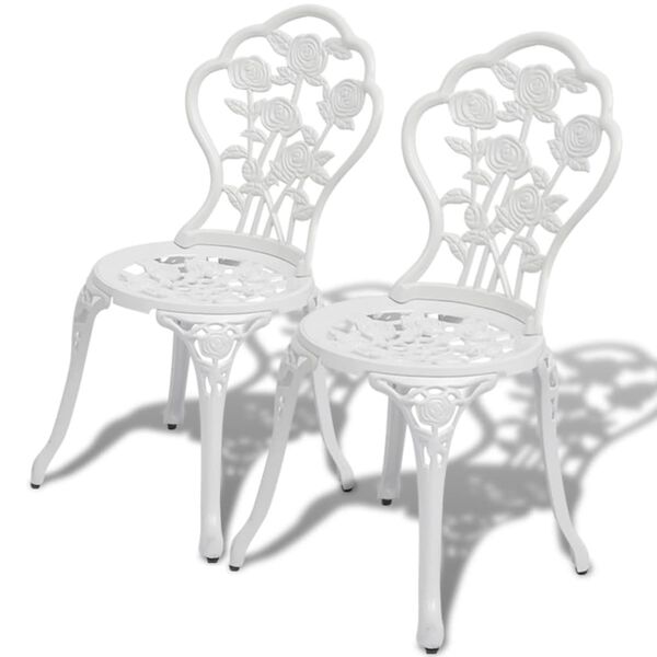 vidaXL Chaises de bistro lot de 2 Aluminium coulé Blanc