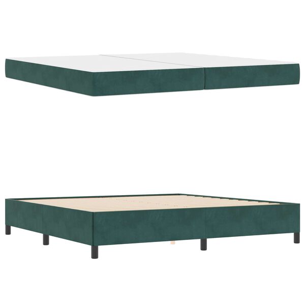 vidaXL Cadre de lit avec matelas Vert fonc&eacute; 200 x 200 cm tissu