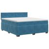 vidaXL Lit boxspring avec matelas Bleu fonc&eacute; 160 x 200 cm Velours