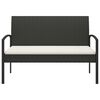 vidaXL Banc de jardin avec coussin noir 105 cm r&eacute;sine tress&eacute;e