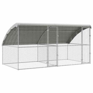 vidaXL Cage &agrave; poules 2 pi&egrave;ces Argent&eacute; 400 x 200 x 200 cm