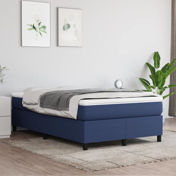 vidaXL Sommier &agrave; lattes de lit avec matelas Bleu 120x200 cm Tissu
