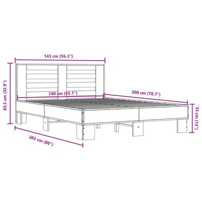 vidaXL Cadre de lit sans matelas chêne marron 140x200 cm