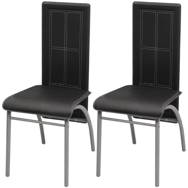 vidaXL Chaises &agrave; manger lot de 2 noir similicuir
