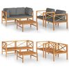 vidaXL Salon de jardin 5 pcs avec coussins gris Bois de teck solide