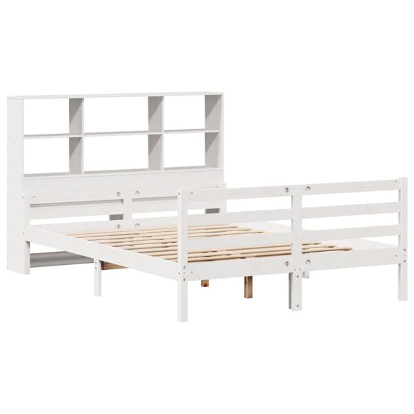 vidaXL Lit biblioth&egrave;que sans matelas blanc 140x200 cm bois pin massif