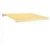 vidaXL Auvent automatique capteur de vent/LED 400x350cm Jaune et blanc