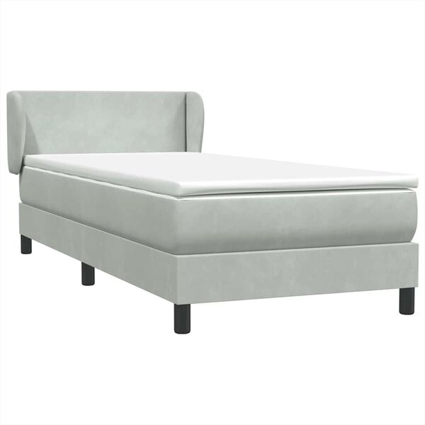 vidaXL Sommier &agrave; lattes de lit et matelas gris clair 90x210 cm velours