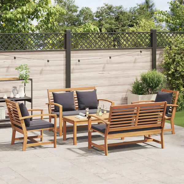 vidaXL Ensemble de canap&eacute; de jardin 5 pcs Naturel Bois de teck massif