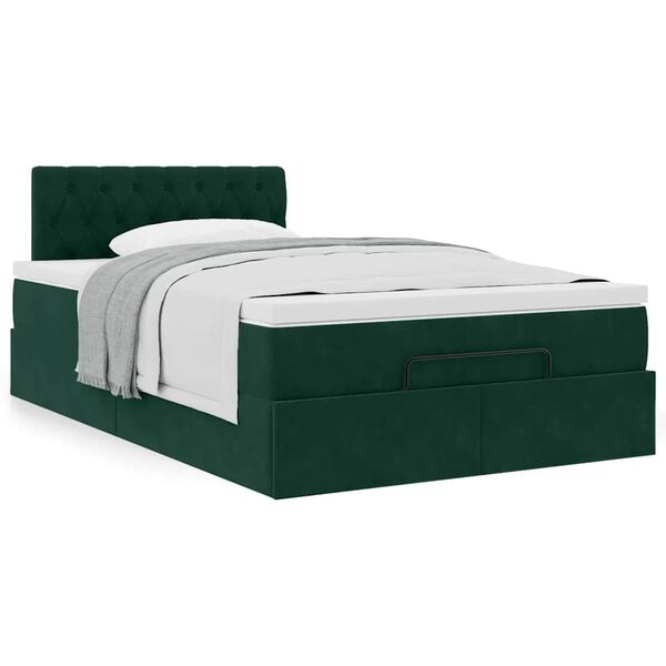 vidaXL Cadre de lit ottoman avec matelas vert fonc&eacute; 120x200 cm velours