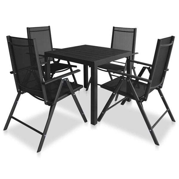 vidaXL Ensemble &agrave; manger d'ext&eacute;rieur 5 pcs Aluminium et WPC Noir