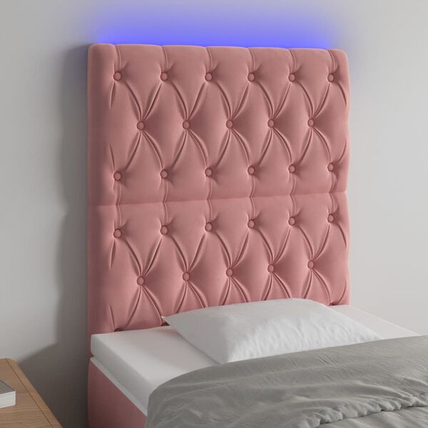 vidaXL T&ecirc;te de lit &agrave; LED Rose 80x7x118/128 cm Velours