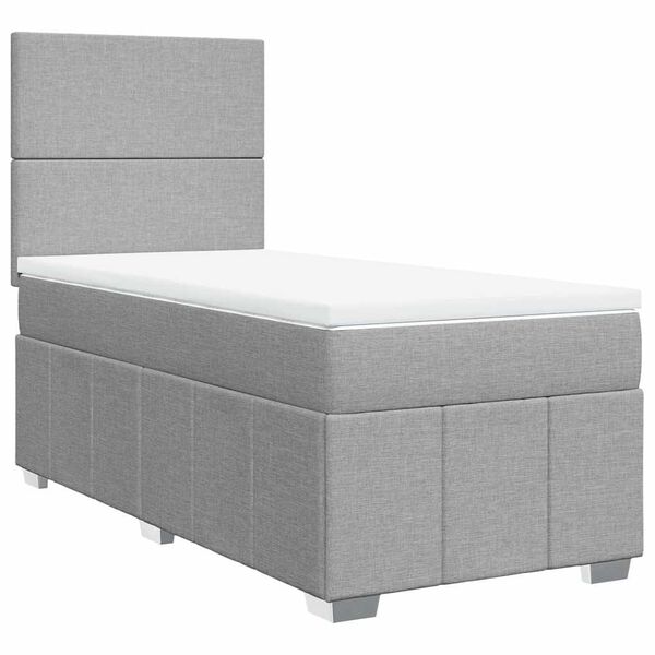 vidaXL Sommier &agrave; lattes de lit avec matelas gris clair 80x200 cm tissu