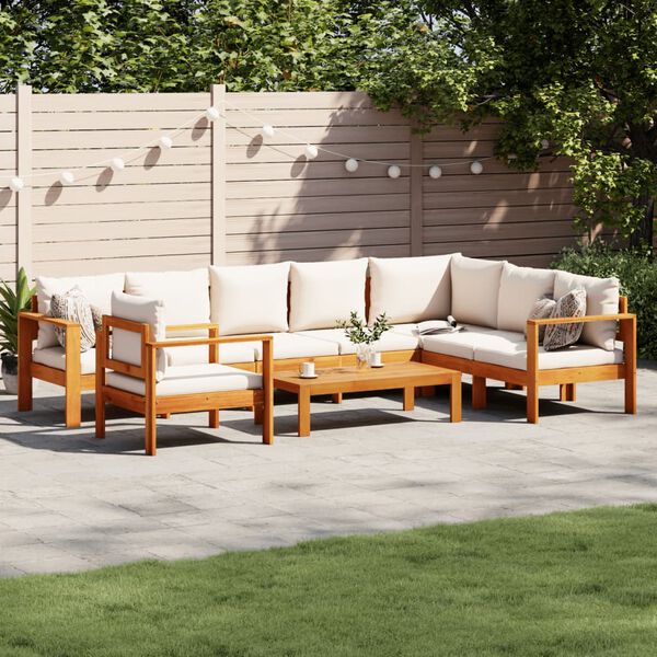 vidaXL Salon de jardin avec coussins 6 pcs bois d'acacia solide