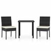vidaXL Ensemble &agrave; manger de jardin 3 pcs R&eacute;sine tress&eacute;e Noir