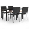 vidaXL Ensemble &agrave; manger de jardin 5 pcs Noir R&eacute;sine tress&eacute;e