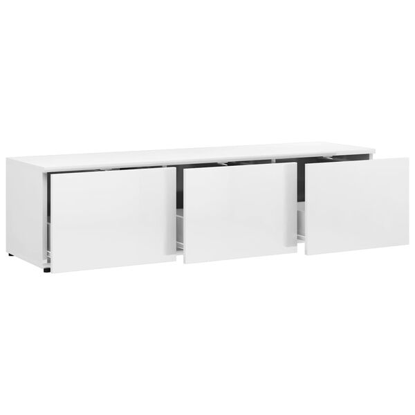 vidaXL Meuble TV Blanc brillant 120x34x30 cm Bois d'ingénierie