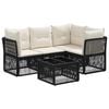 vidaXL Ensemble de canap&eacute; de jardin 5 pc Noir polyrotin