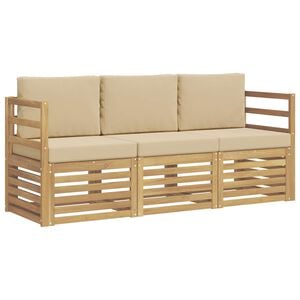 vidaXL Ensembles de canap&eacute;s 3 pc Blanc et Beige Polyester