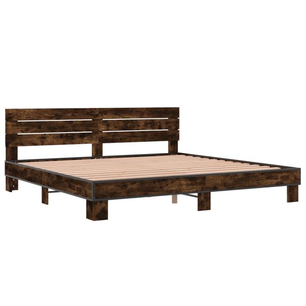 vidaXL Cadre de lit sans matelas ch&ecirc;ne fum&eacute; 200x200 cm