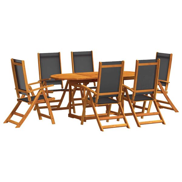 vidaXL Ensemble &agrave; Manger de jardin 7pcs bois d'acacia solide textil&egrave;ne