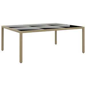vidaXL Table de jardin 200x150x75 cm Verre tremp&eacute;/r&eacute;sine tress&eacute;e Beige