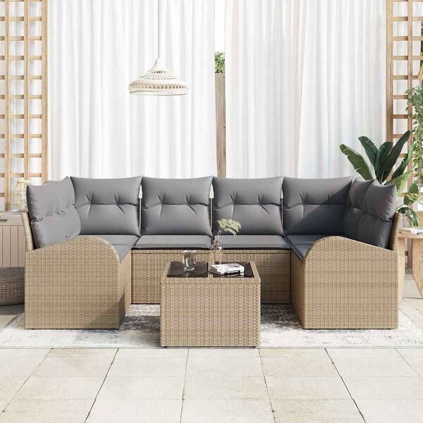 vidaXL Ensemble de canap&eacute; de jardin Beige 55 x 55 x 37 cm polyrotin