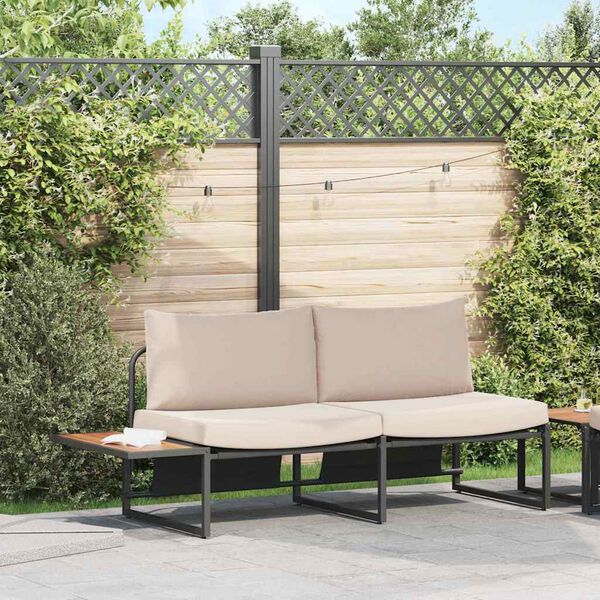 vidaXL Canap&eacute; de jardin avec coussin Taupe 200,5 x 70 x 85,5 cm Acier