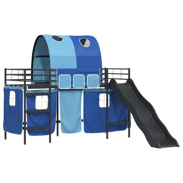 vidaXL Lit mezzanine pour enfants Noir et Bleu 99,5 x 190 cm M&eacute;tал