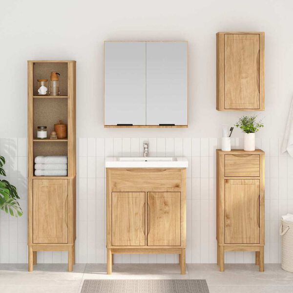 vidaXL Armoire de salle de bain avec porte Cire marron 35 x 30 x 90 cm