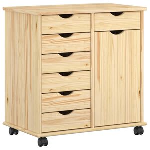 vidaXL Cabinet roulant 63,5 x 39 x 65,5 cm Bois de Pin Massif Marron