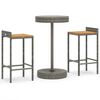 vidaXL Ensemble de bar jardin 3 pcs gris poly rotin/bois massif acacia