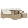 vidaXL Ensemble de canap&eacute; de jardin 6 pc Beige Poly rotin