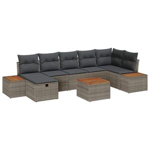 vidaXL Ensemble de canap&eacute; de jardin 8 pc Gris polyrotin