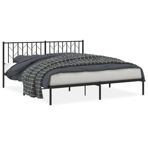vidaXL Cadre de lit m&eacute;tal sans matelas avec t&ecirc;te de lit noir 183x213cm