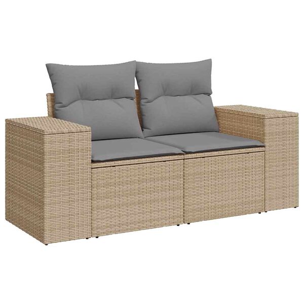 vidaXL Salon de jardin avec coussins 9 pcs beige r&eacute;sine tress&eacute;e