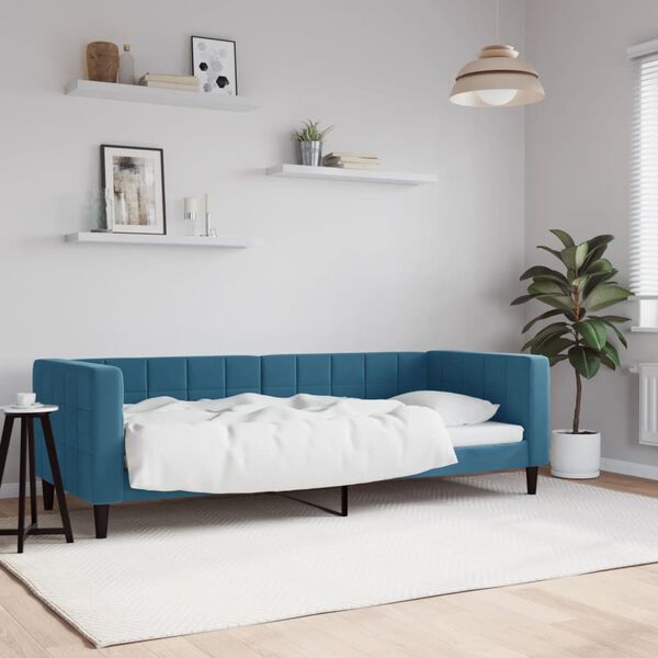 vidaXL Lit de repos sans matelas bleu 80x200 cm velours