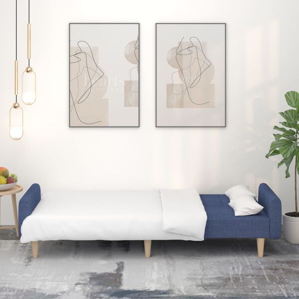 vidaXL Canap&eacute;-lit &agrave; 2 places Bleu Tissu