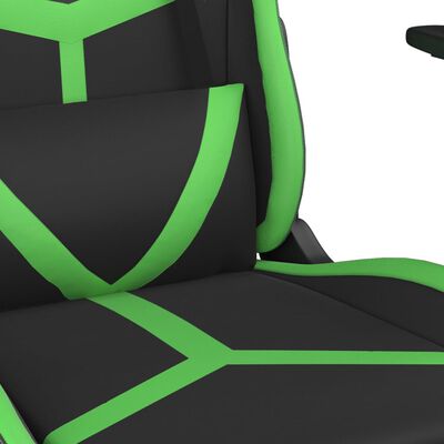 vidaXL Chaise de jeu de massage avec repose-pied Noir&Vert Similicuir