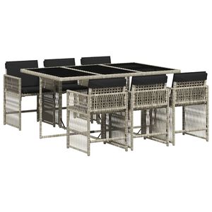 vidaXL Ensemble &agrave; manger de jardin et coussins 7 pcs gris clair rotin