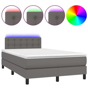 vidaXL Sommier &agrave; lattes de lit avec matelas et LED Gris 120x200 cm
