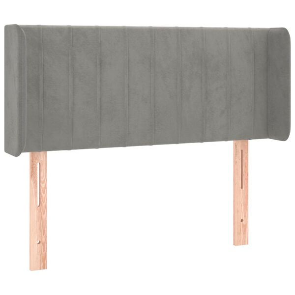 vidaXL T&ecirc;te de lit avec oreilles Gris clair 93x16x78/88 cm Velours