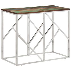 vidaXL Table console argent&eacute; acier inoxydable/bois massif r&eacute;cup&eacute;ration